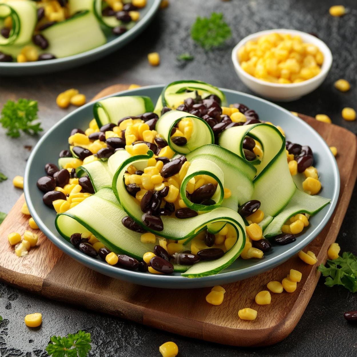 Zesty Black Bean and Corn Salad with Zucchini Ribbons