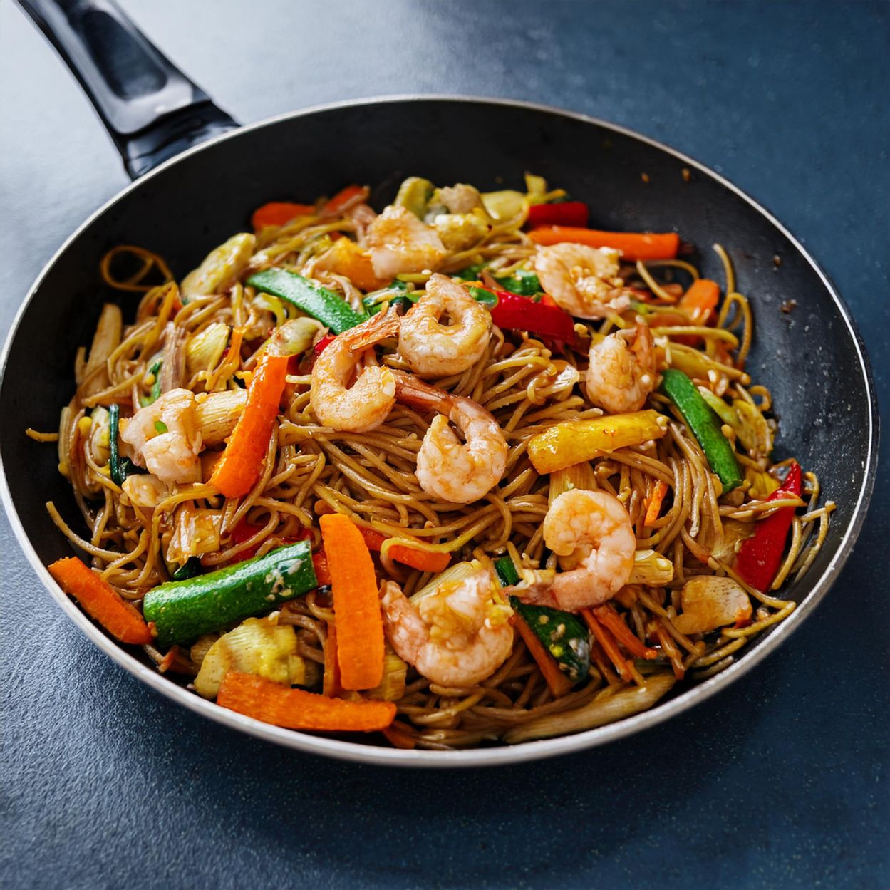 Curried Shrimp & Veggie Whole Wheat Stir-Fry